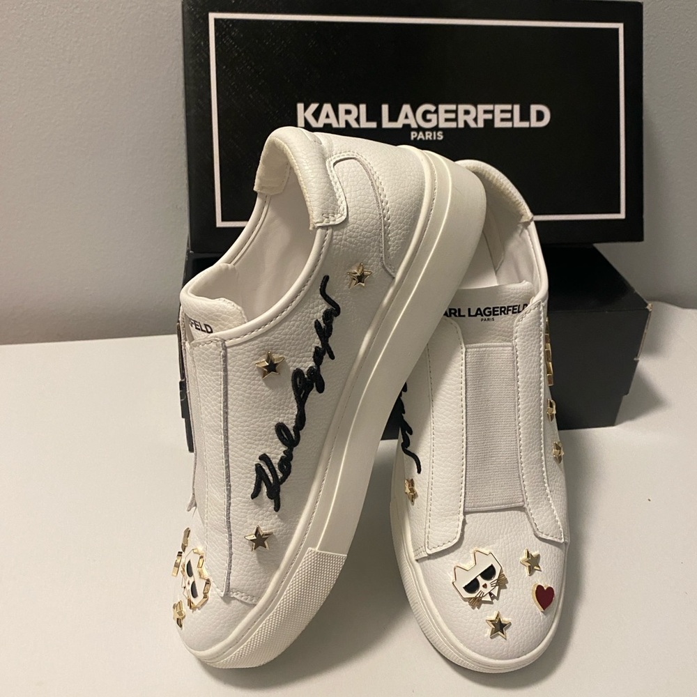 Karl Lagerfeld White Slip-On Sneakers - Picture 3 of 13